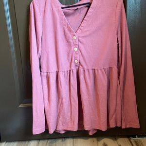Pink waffle babydoll top!